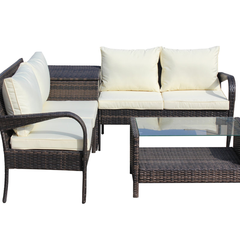 Ensemble de canapé de patio modulaire en osier avec meubles de rangement (canapé de patio)