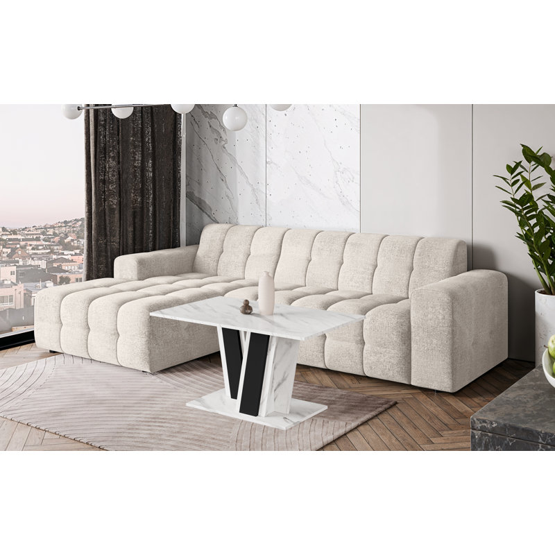 Pedestal Coffee Table, White/Black