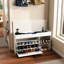 Banc de vestibule moderne avec rangement pour chaussures, conception à trois rangements, 3 tiroirs rabattables réglables, armoire dissimulée, espace de rangement, support rotatif relevable, qualité de fabrication, coussin moelleux pour le couloir et