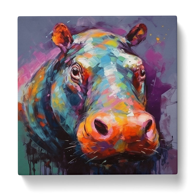 Hippo Abstract Art No.1 - Wrapped Canvas, 35cm H x 35cm W x 3cm D