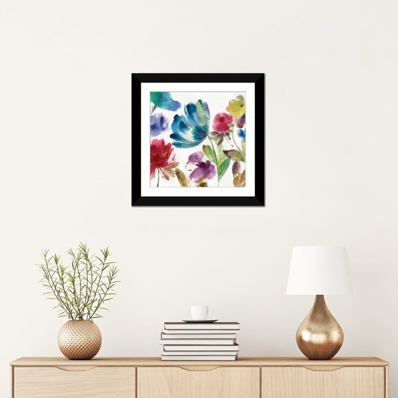 « sarcelle jardin ii », impression sur toile, H 16 po x l 16 po x P 1 po, Papier beaux-arts encadré noir, Blanc