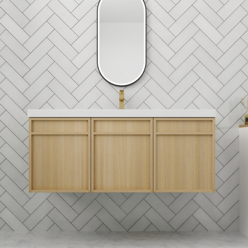 Meuble-lavabo flottant en résine avec porte à fermeture en douceur de 48 po, 47"