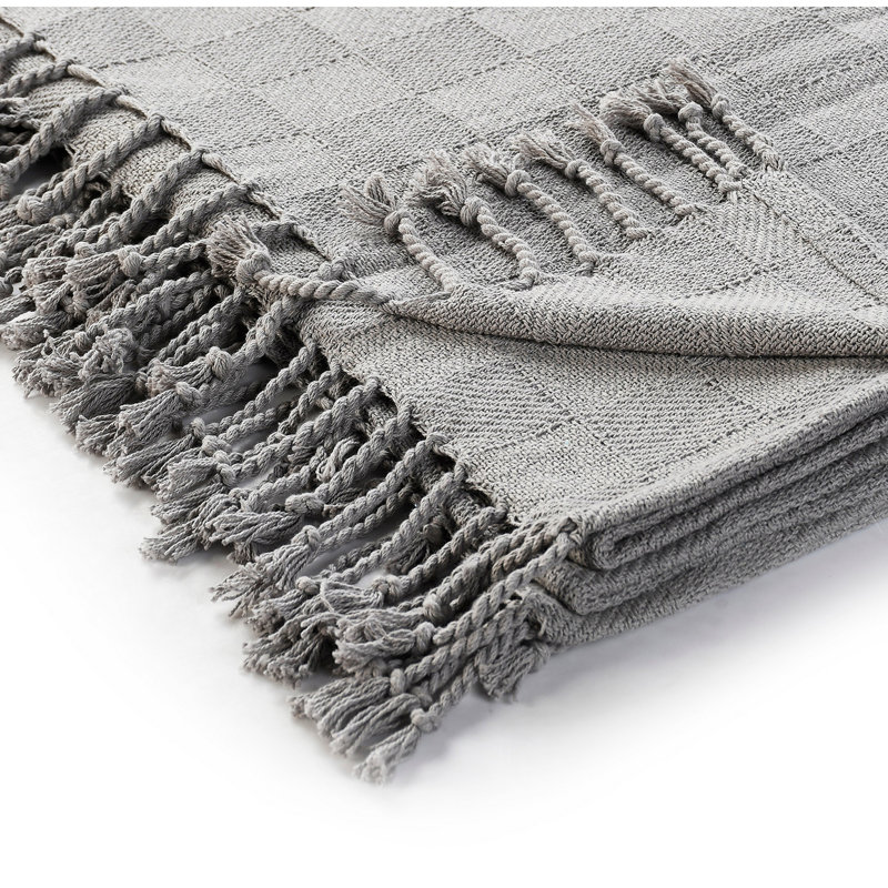 Heather Madiera Luxurious Cotton Throw, 60" x 50", Light Gray