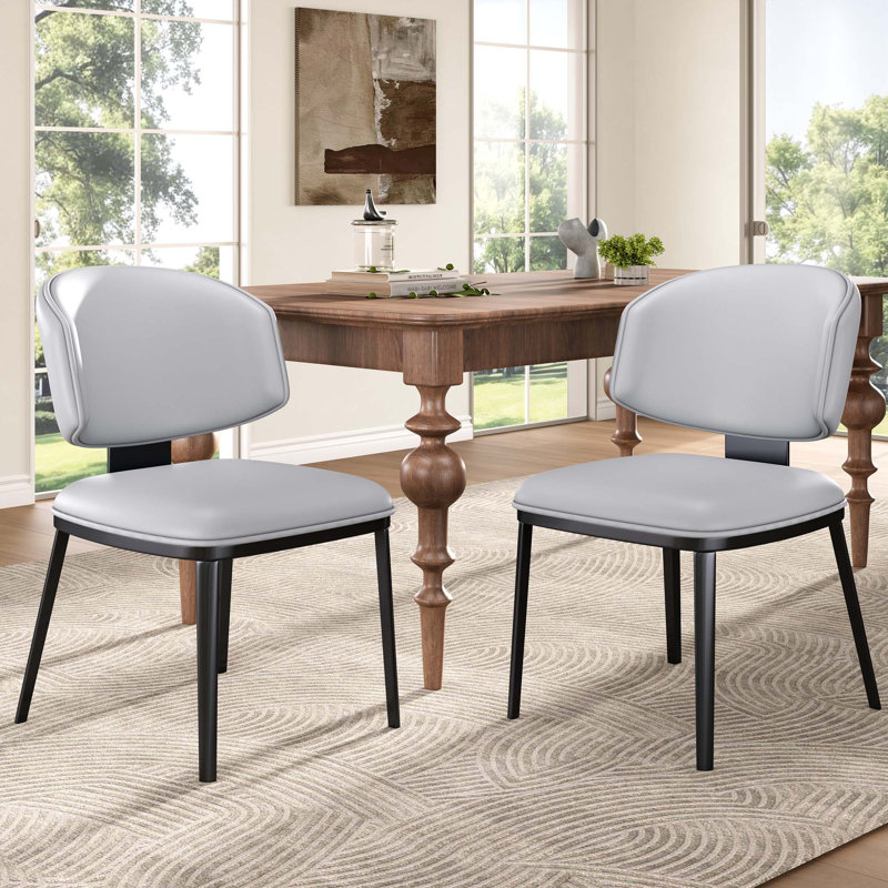 Chaises de salle à manger rembourrées en cuir de polyuréthane, chaises d'appoint pour salles à manger, cuisines et salons (ensemble de 2)