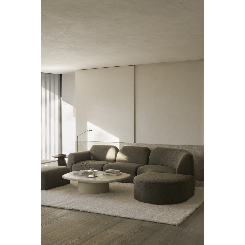 Bulky D-Shaped Ottoman, Almond