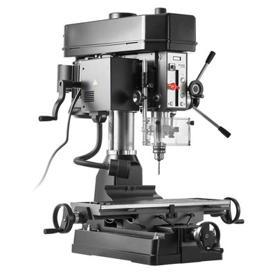 15.875" Benchtop Mill Drill Machine, 2 Hp Milling Drilling Press With 150-2560 Rpm Adjustable Speed, Rotating Vise, Laser & Work Light For Woodworking Light Metal