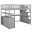 Lit mezzanine double avec bureau, tablettes, escalier de rangement et deux tiroirs