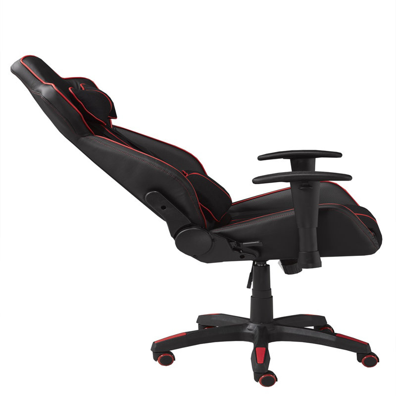 Fauteuil de jeu et de course pivotant réglable Inbox Zero, Noir / rouge