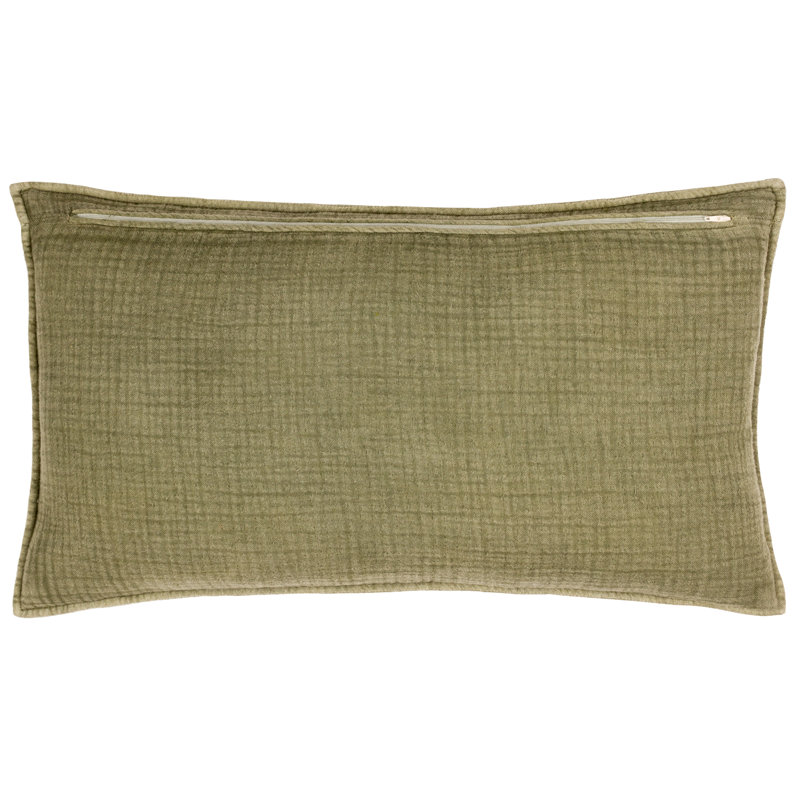 Ribble Cotton Rectangular Cushion Cover, Green