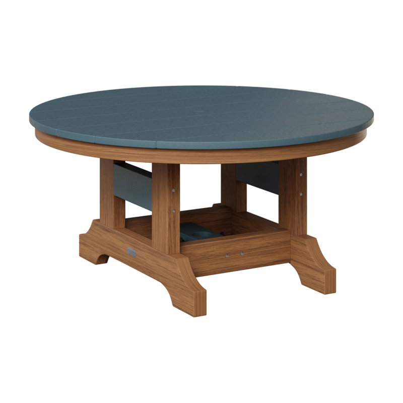 Garden Classic Outdoor Round Coffee Table, Antique Mahogany, Slate