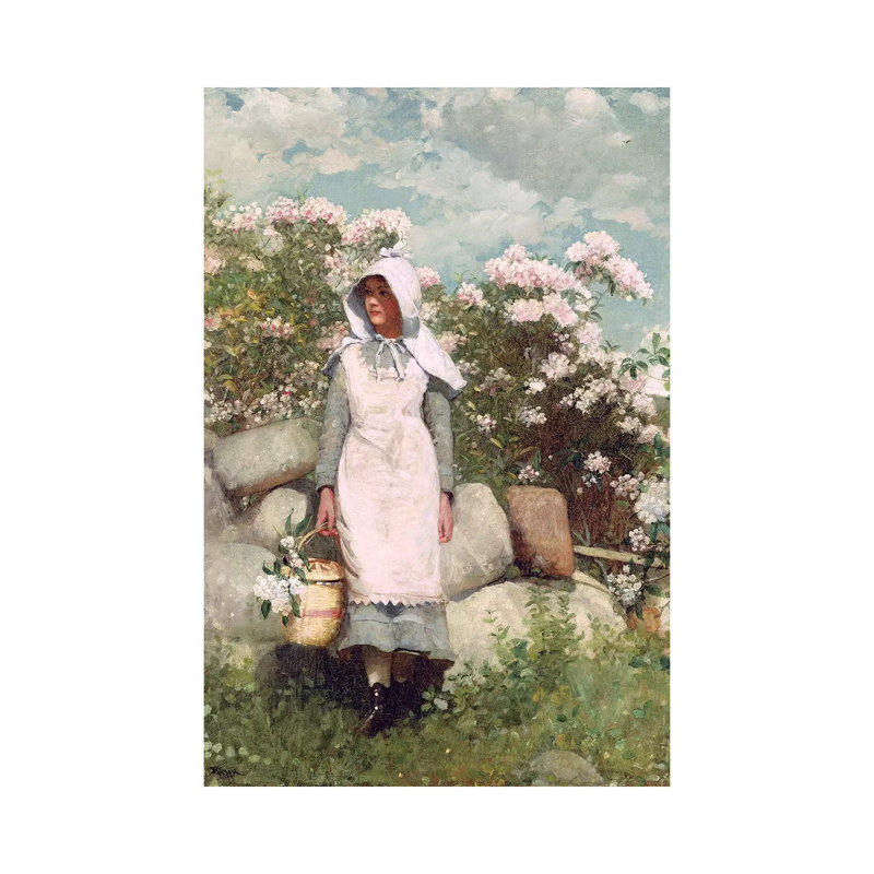 Girl and Laurel, 1879 by Winslow Homer - 1 Piece Wrapped Canvas Wall Art, 20.32 cm H x 30.48 cm W