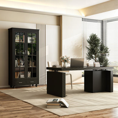 2 Piece Office Set 71'' H Bookcase And 71'' W Lift Computer Desk