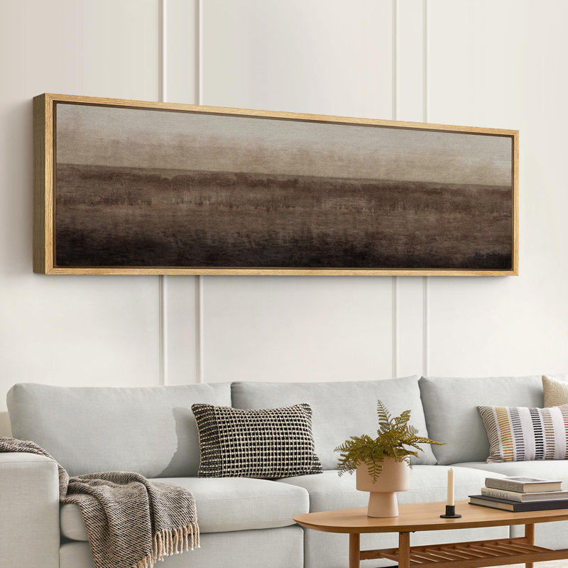 Horizon serein, paysage minimaliste, art moderne, H 20 po x l 60 po, Naturel