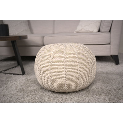 Pouf rond en coton Bordeaux, beige