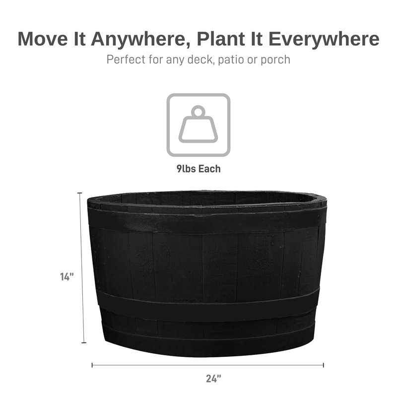 Pot à fleurs en plastique Madteos, Noir, 1 pièce