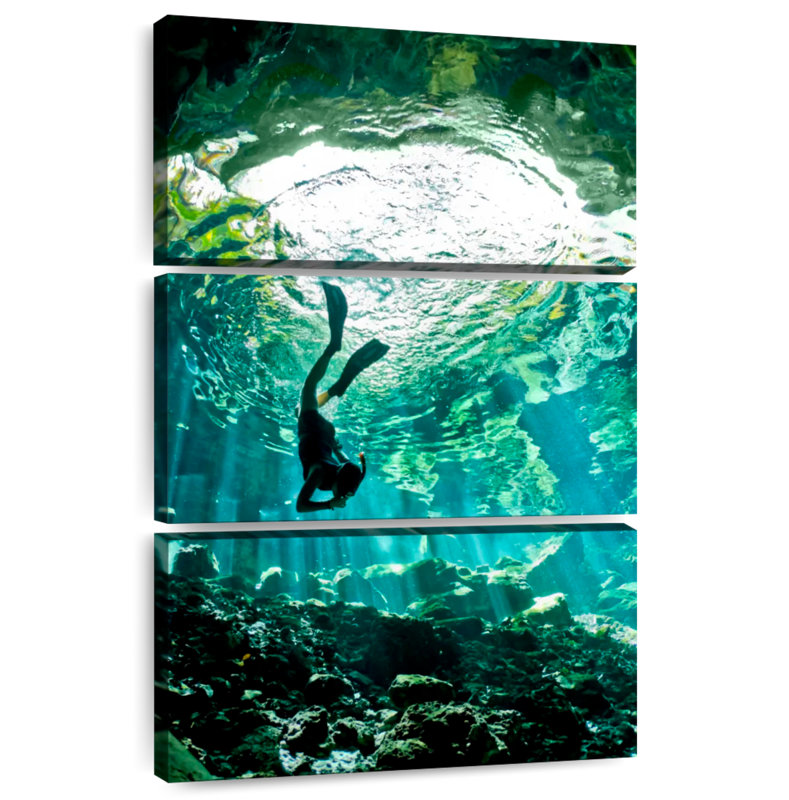 Sireci Diving In Cenote, 38" H x 24" W