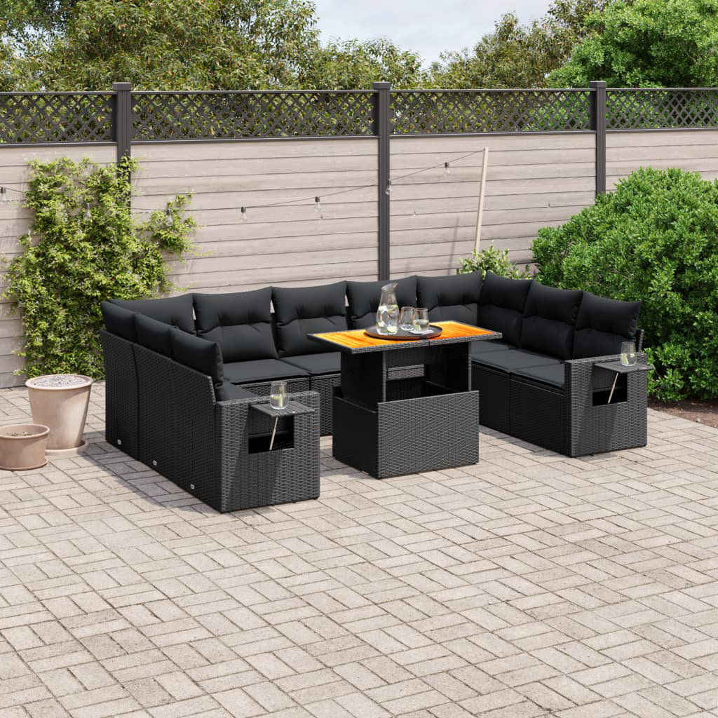 Vidaxl 10-Tlg. Garten-Sofagarnitur Mit Kissen Polyrattan B55