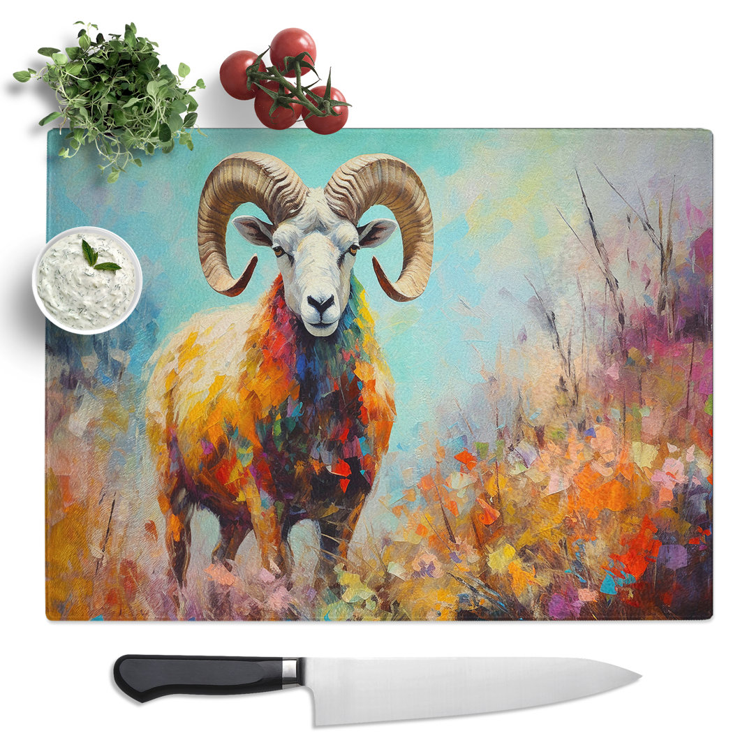 Ram Sheep Palette Knife  Glass Chopping Board
