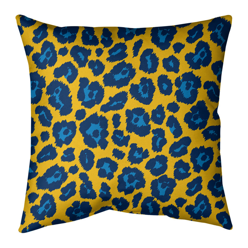 Housse de coussin carrée, 20 po X 20 po, Faux lin, Or / noir / bleu