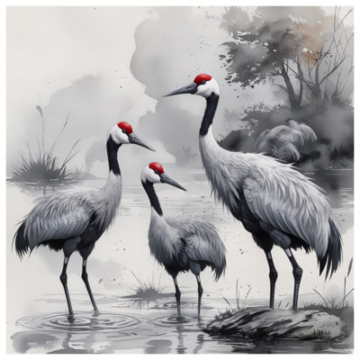 Édredon grues en aquarelle