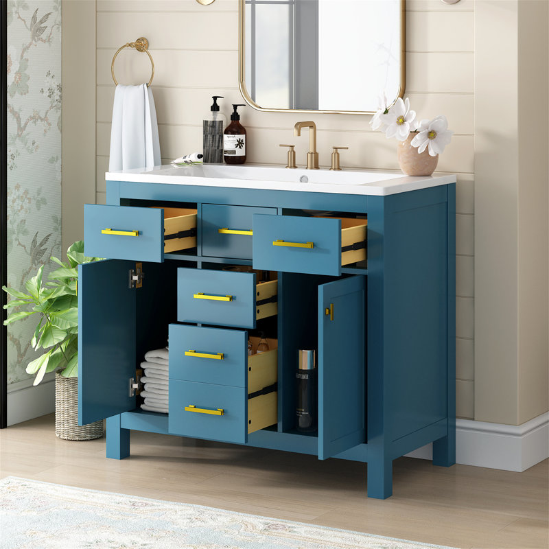 Meuble-lavabo simple 36 po avec plateau en résine Taisa