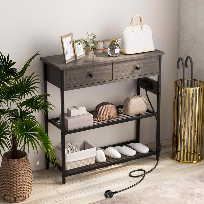Annam 81cm Console Table, Grey/Black