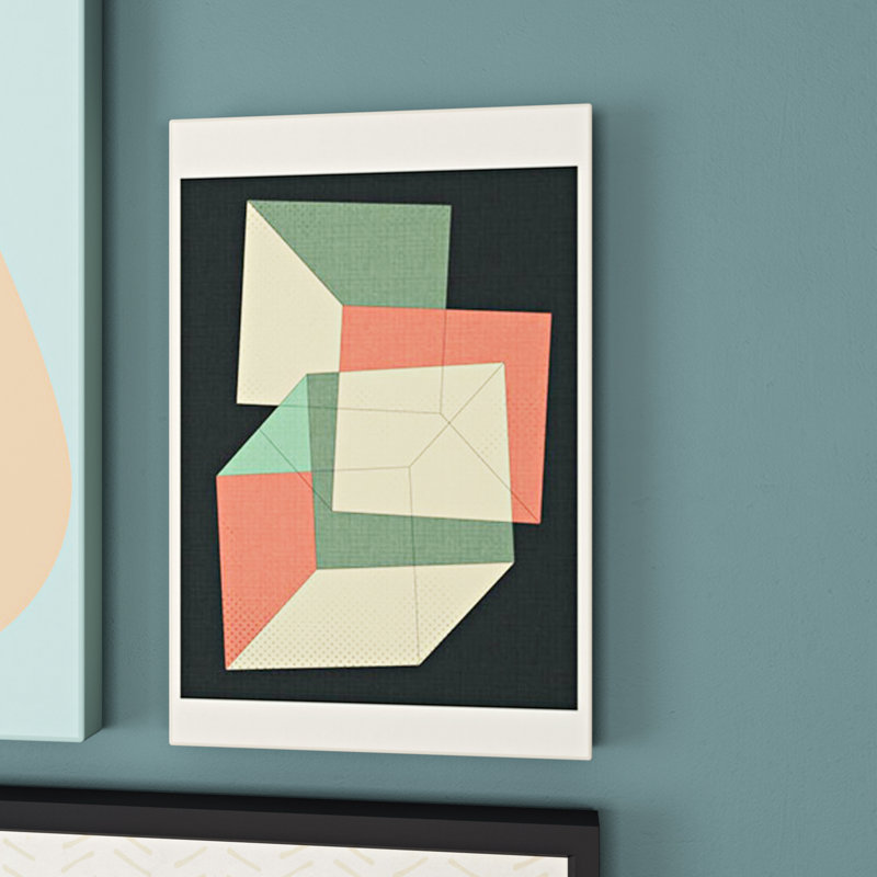 Cubes IV, impression sur toile tendue, H 26 po x l 18 po x P 1,5 po, Toile avec cadre noir, Pas de tapis