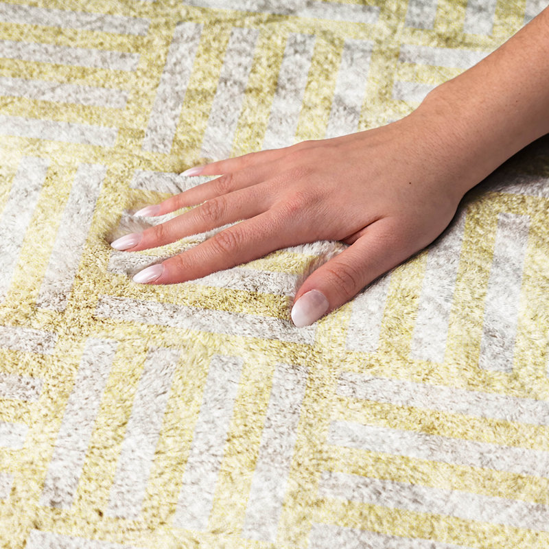 Tapis à poils longs de qualité supérieure lavable à la machine ADS620, Yellow, 3' x 5'