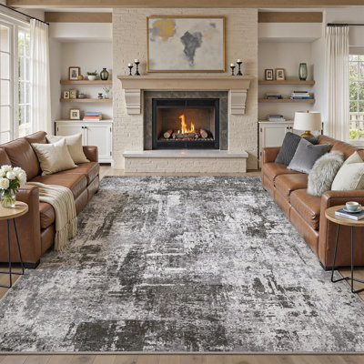 Modern Abstract Area Rug Non Slip Machine Washable Rugs Soft Low Pile Ultra Thin Floor Mat for Living Room, Bedroom