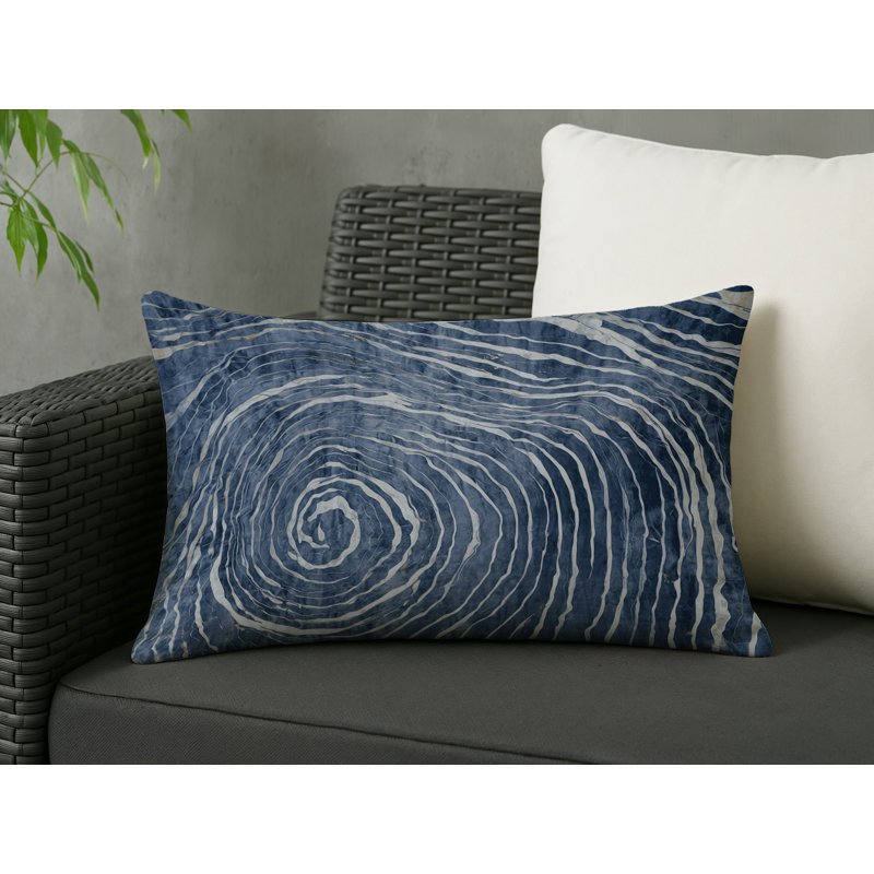 Coussin décoratif intérieur / extérieur gris Modern Modern, Rectangle H 25 po x l 18 po, Gris / denim abstrait 8