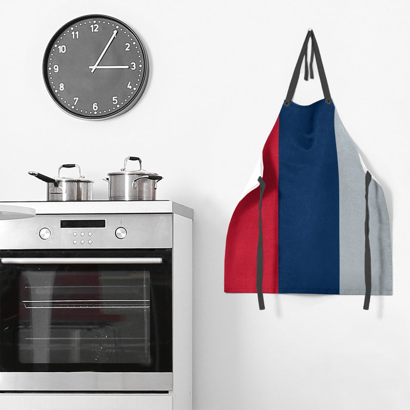 No Pattern Bib Apron, Red/Navy Blue/Silver