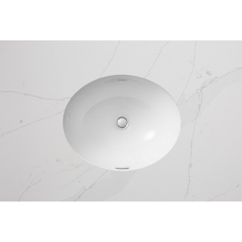 Perfect Under-Mount Basin, Soft Oval with Overflow, Glazed