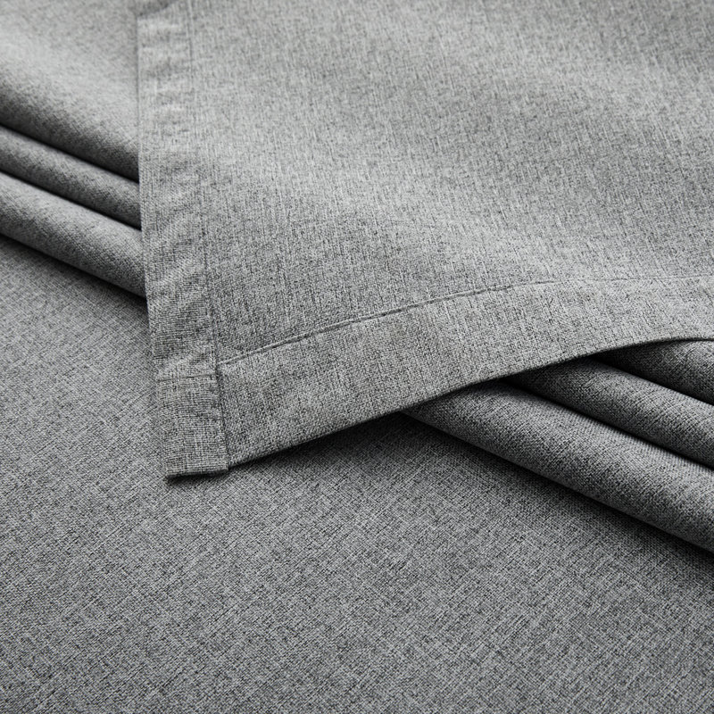 Luxury Linen 100% Blackout Eyelet Curtain Single Panel, Charcoal