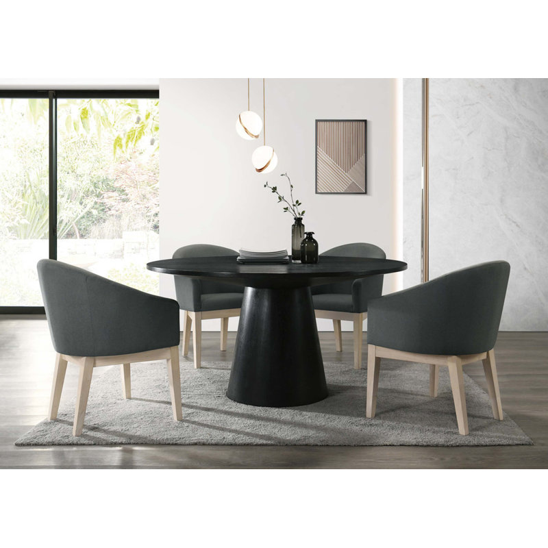 Ensemble de table de salle à manger 5 pièces 59 po avec base à piédestal et chaises, H 31 po x L 59 po x l 59 po