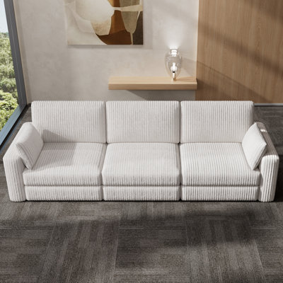 Extra Large Modular Sectional Sofa With Luxurious Corduroy Upholstery, Modern Oversized Convertible L Shaped Sectional Couch 3 Seat, Tool-Free Assembly