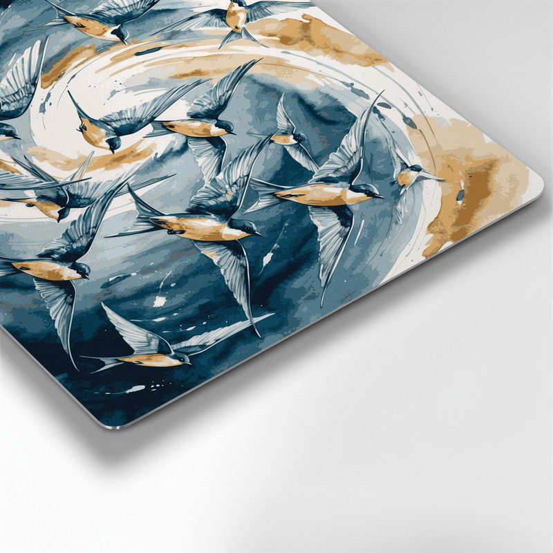 Art mural en métal oiseaux, hirondelle, beige, H 12 po x l 18 po