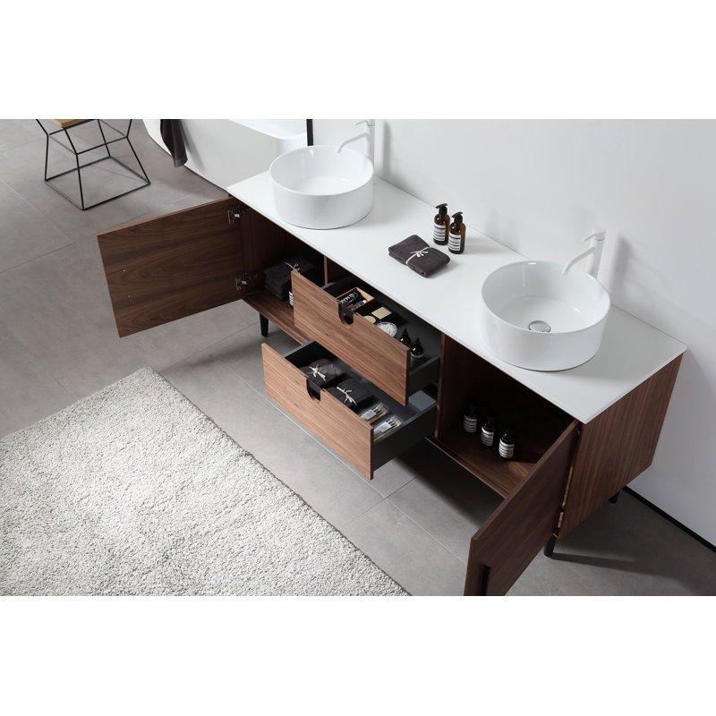 Portree 72" W Double Vanity, Walnut