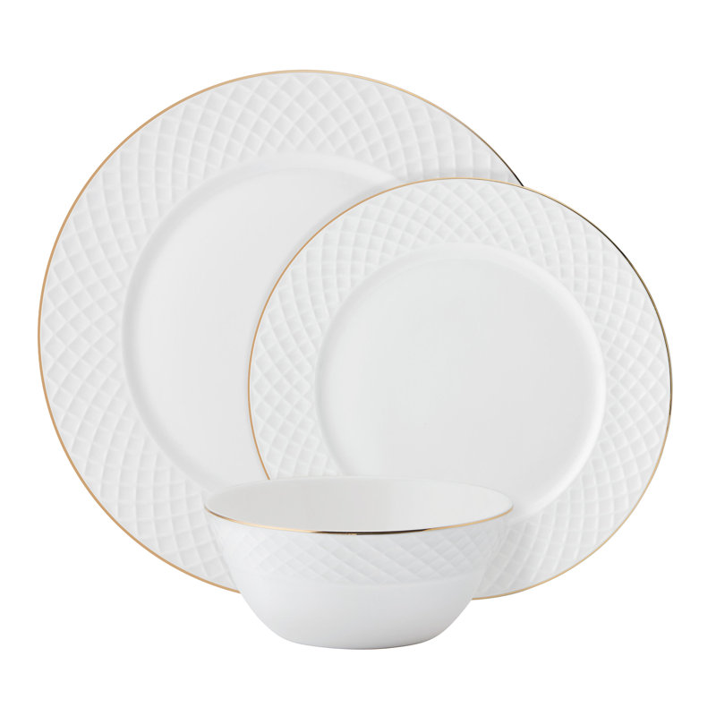 Trellis Gold 12-Pc Dinnerware Set, Service For 4