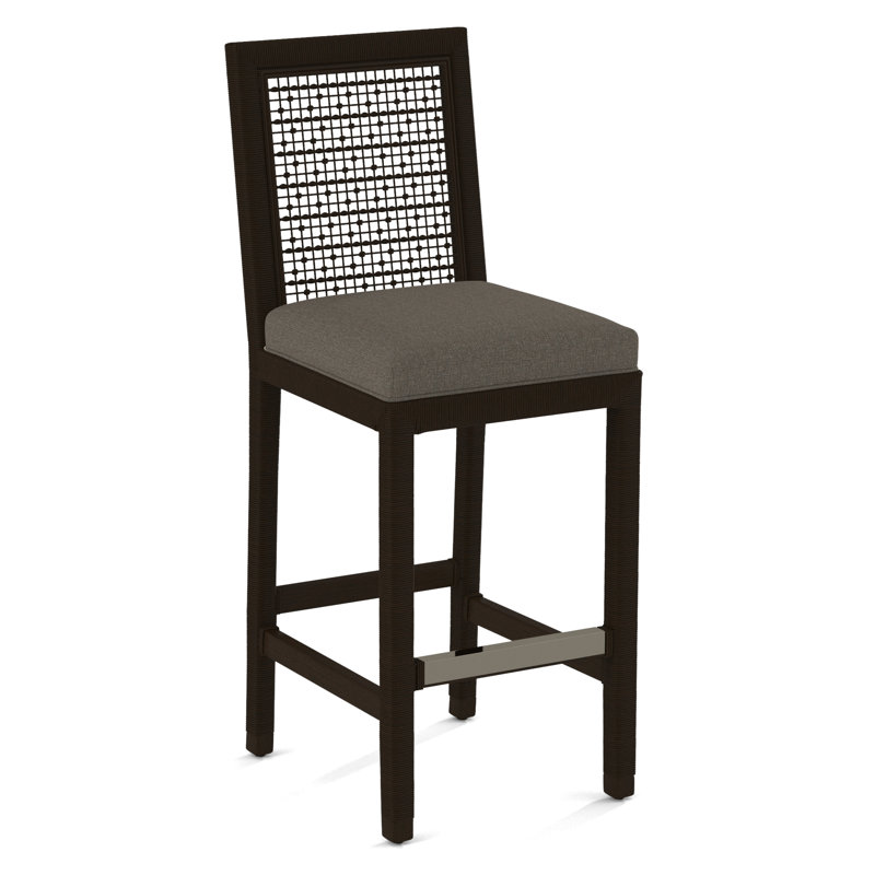 Pine Isle Bar Stool, Sunbrella Beige Pinstripe; 6205-74, Java