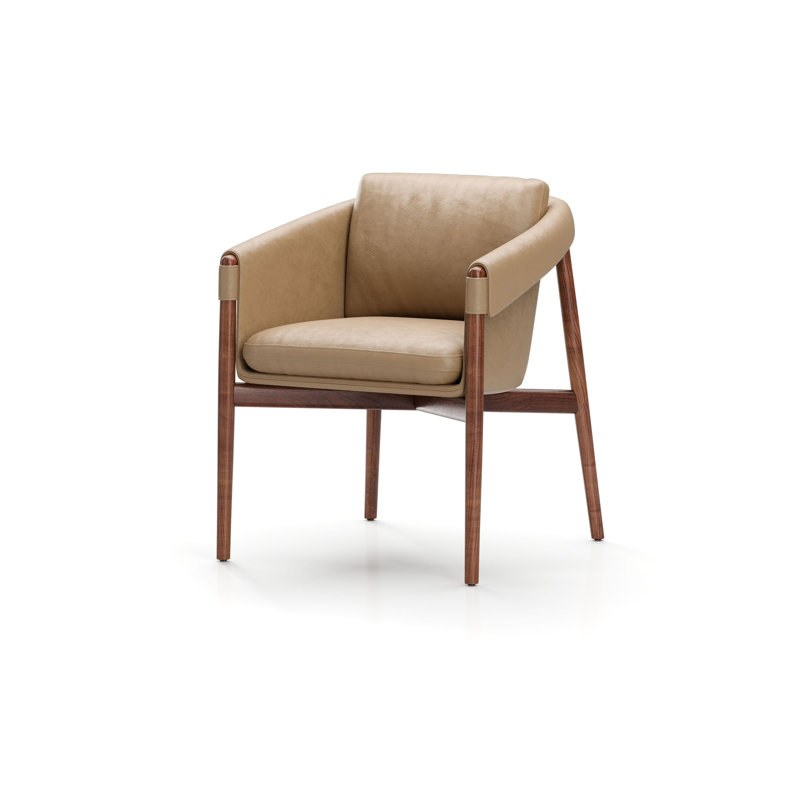 Chaise de salle à manger Frank, Crème Bellagio 2 8805, Noyer naturel
