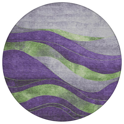 Machine Washable Indoor/Outdoor Xhevrie Purple Rug
