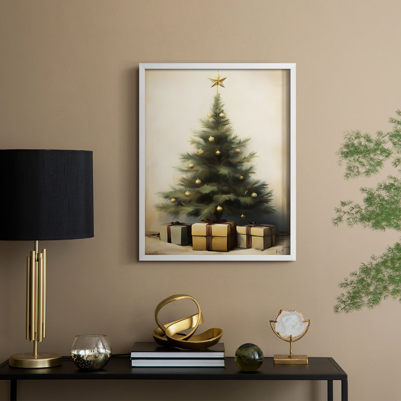 Art des Fêtes de Noël - série 2-CXV, reproduction encadrée - bois massif, H 11 po x l 9 po, Blanc