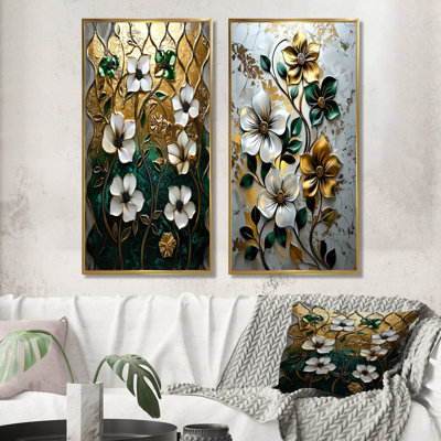 Green And Moroccan Floral Tiles III - Morocco Wall Art 2 Pieces Set