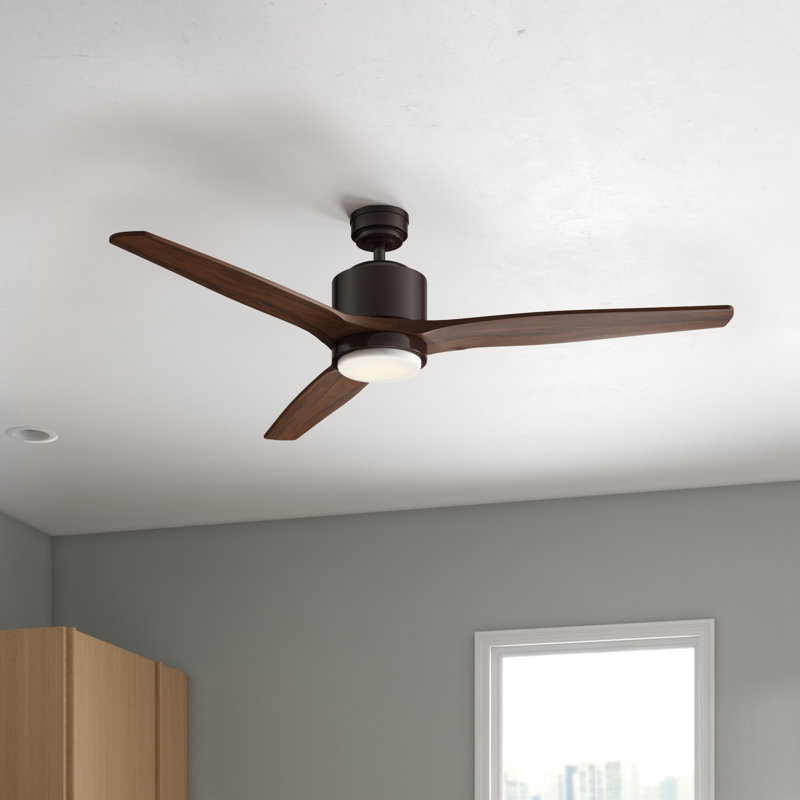 Vansickle 56'' Ceiling Fan with LED Lights, Oil Rubbed Bronze with Walnut Blades