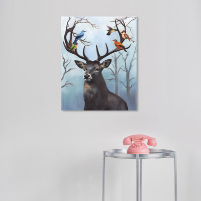 Mignon cerf avec oiseaux II par Wynwood Studio