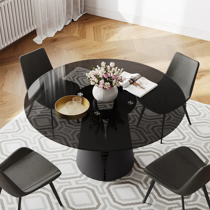 Table de salle à manger Suzzie, H 29,53 po x L 47,24 po x l 47,24 po, Noir, Gris
