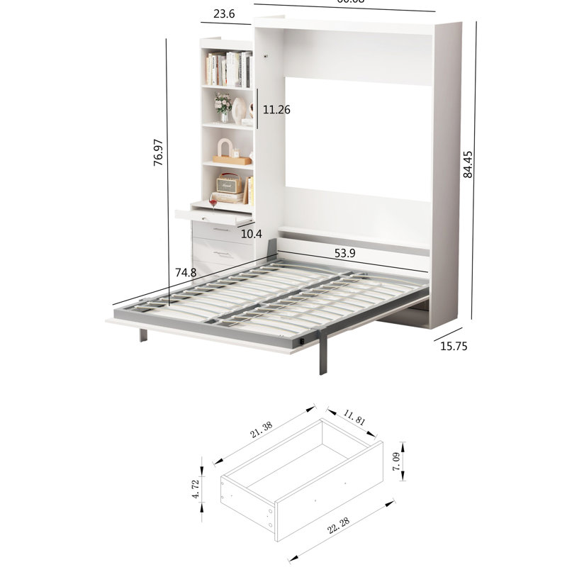 Full Size Bed With Shelf - Space Saving Solution For Bedroom Construction