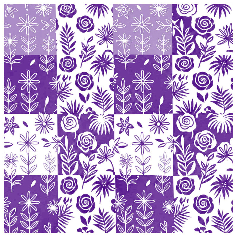 Édredon mauve à motif floral, Simple extra long