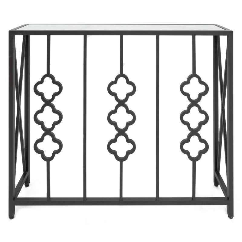Petite Quatrefoil Console, Carrera Marble, Flat Black