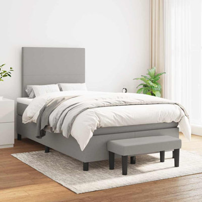  Lit sommier tapissier avec matelas en polyester gris clair